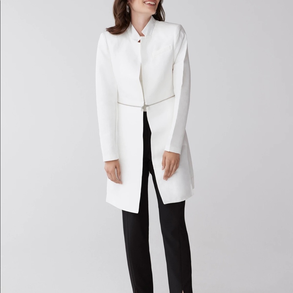 BCBG ARELIA LONG BLAZER - White